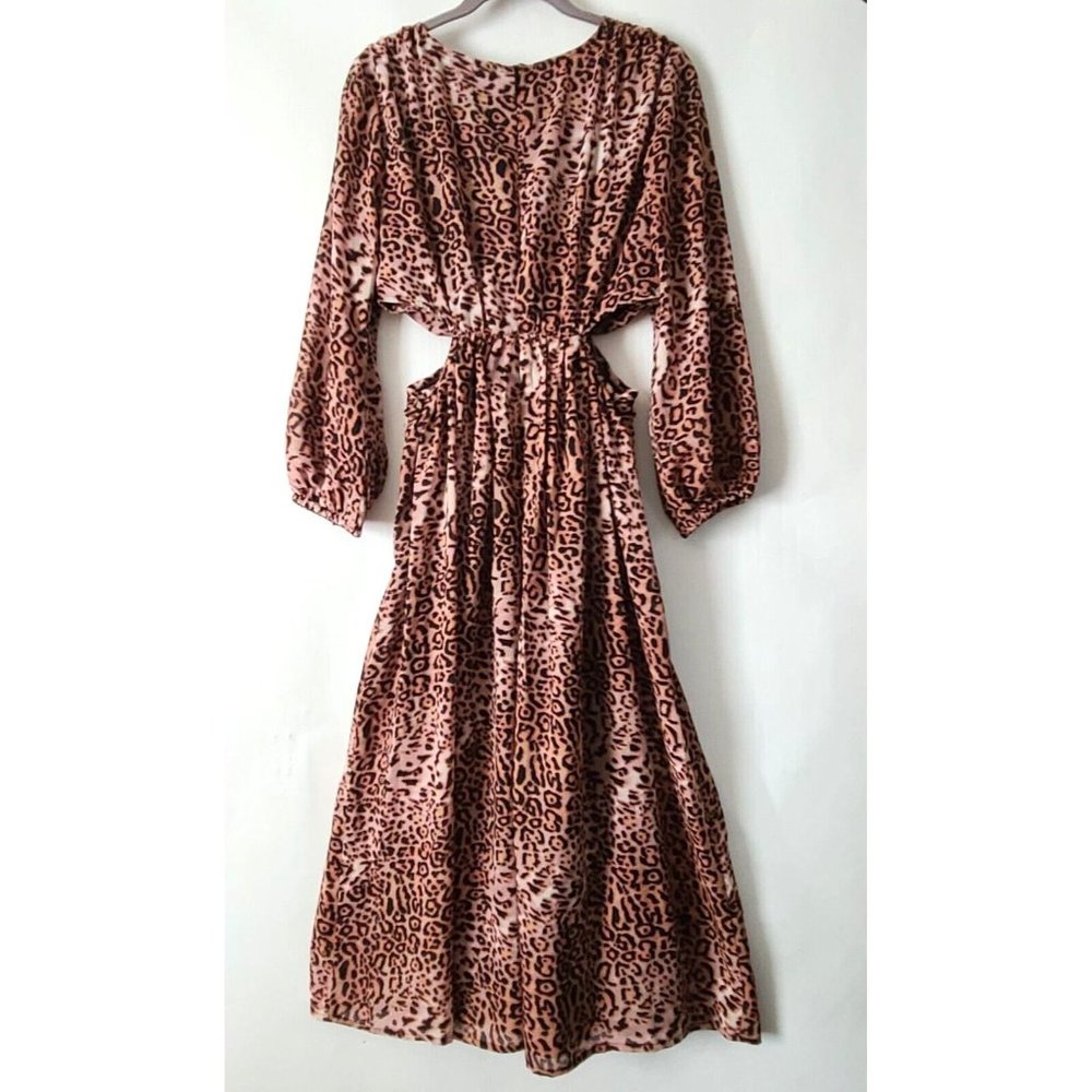 Anthropologie Ranna Gill Cut Out Midi Dress Leopard Print Sz S Lined NWT $190 - Picture 4 of 13